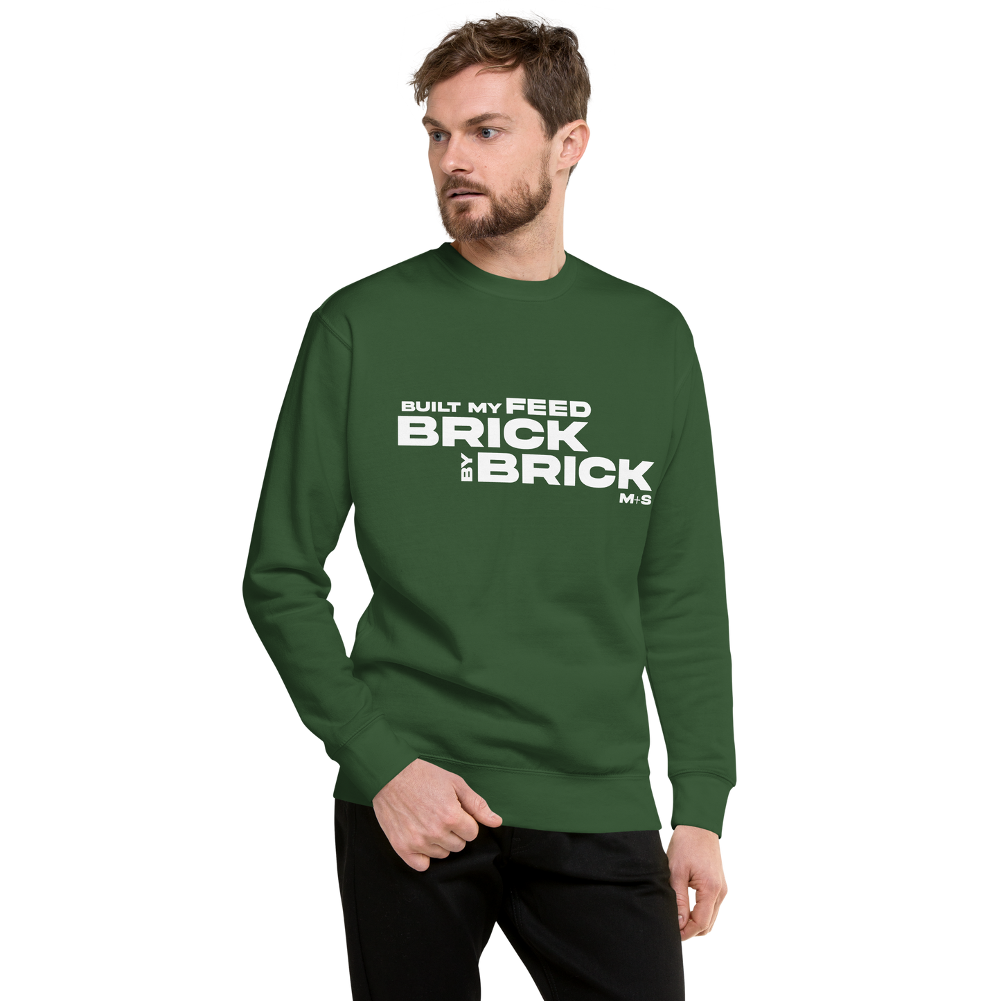 "Built My Feed Brick By Brick" Unisex Crewneck | Black | Royal | Forest Green