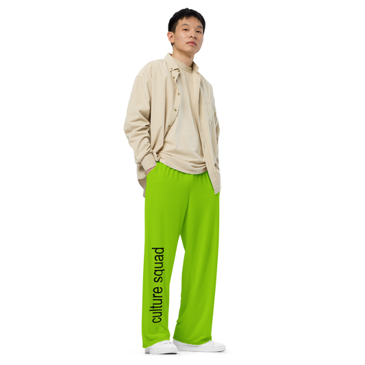 "Culture Squad" Unisex Wide-Leg Pants | Brat Green